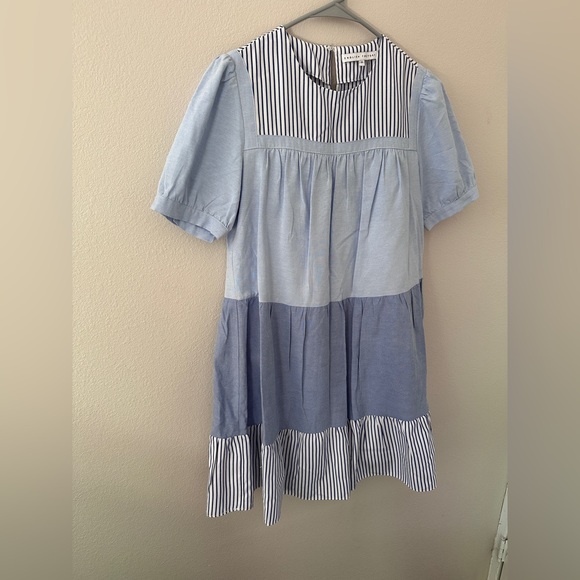 ENGLISH FACTORY Women's Quinn Dress Tier Mini Swing Serenity Blue XS Tuckernuck - Picture 5 of 11